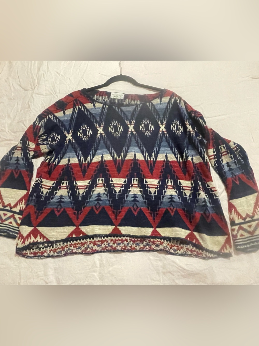Denim&Supply Ralph Lauren Patterned Red & Navy Aztec Knit lightweight Sweater
